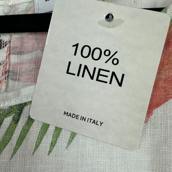 Lungo L'Arno 100% Italian Linen Dress Size M Sundress Hawaii Floral Resort Beach - Picture 8 of 12